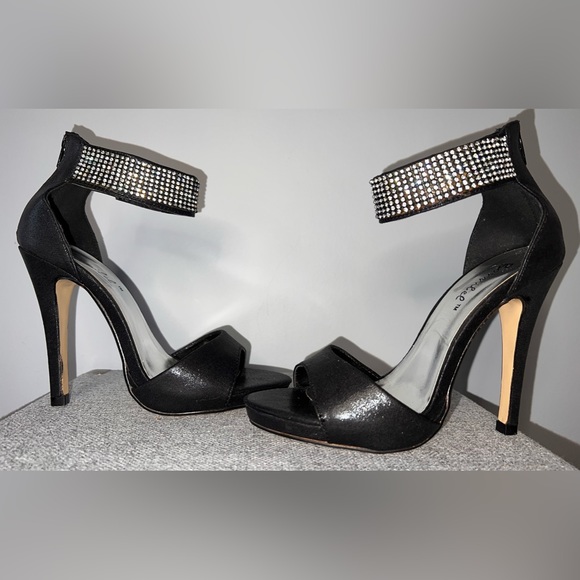 BONNIBEL BLACK RHINESTONE HEELS SIZE 7 - Picture 2 of 10